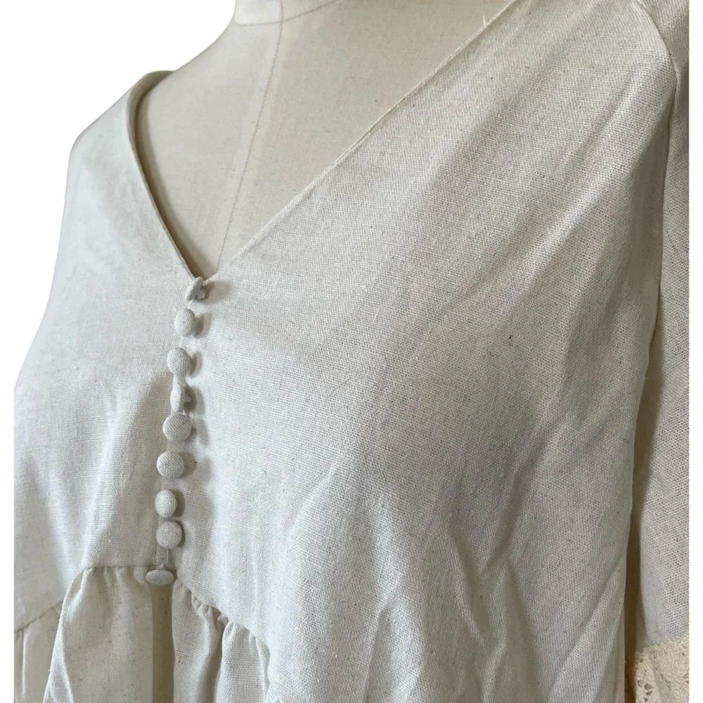 🎉HP! ONE LEFT! ❤️ Babydoll Long Sleeve Boho Swing Dress - Picture 3 of 6